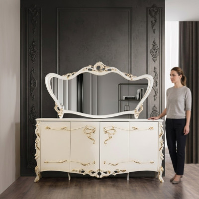 Bahut Miroir Suite Ess Baroque Commodes Commode en bois Commode en bois Armoire en bois neuve