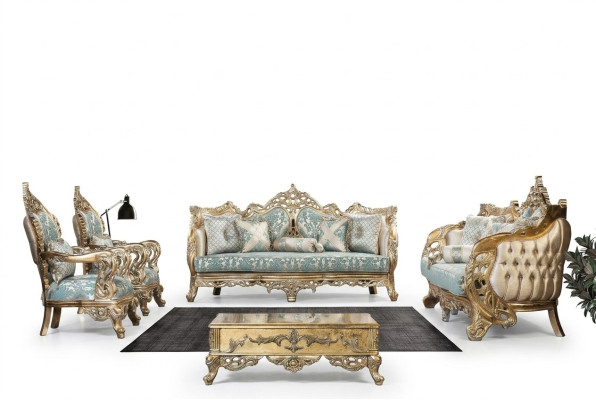 Ensemble de canapés 3+3+1+1 Table basse Canapé Fauteuil canapés Ensemble luxueux en tissu 5 pièces