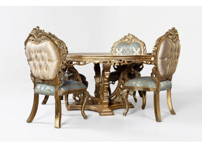 Table de salle à manger baroque dorée Table ronde Tables de salle à manger rondes Tables en bois Tables de 173cm