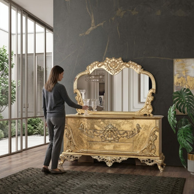 Ensemble Commode Miroir Suite Commodes Bois Groupe Buffet Meubles Baroque