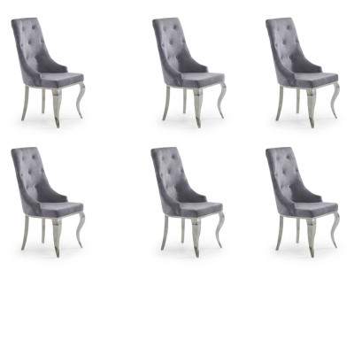 6x Chaise Chesterfield Designer Fauteuils Siège Tissu Ensemble neuf