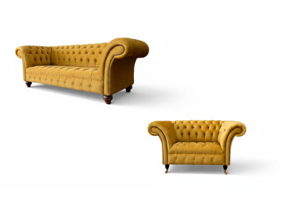 Ensemble de canapé Chesterfield 2+1 places Design Rembourrage Suite Moderne