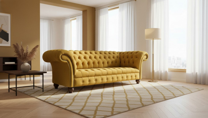 Canapé design 3 places Chesterfield Canapé Tissu d'ameublement Canapés Canapés en tissu
