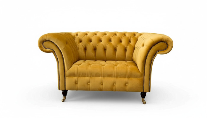 Fauteuil Chesterfield Ensemble de meubles 2x Fauteuil une place Canapé Canapé Textile jaune