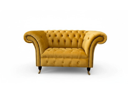 Fauteuil Chesterfield Ensemble de meubles 2x Fauteuil une place Canapé Canapé Textile jaune