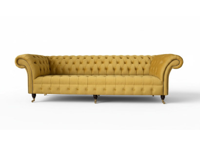 Élégant canapé design 4 places Canapé en tissu de luxe Chesterfield jaune