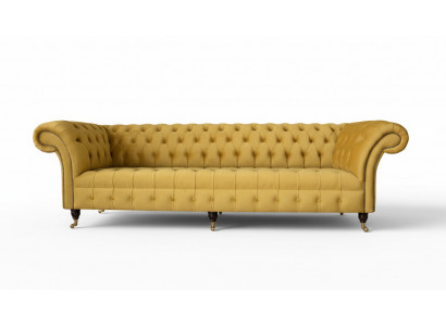 Élégant canapé design 4 places Canapé en tissu de luxe Chesterfield jaune