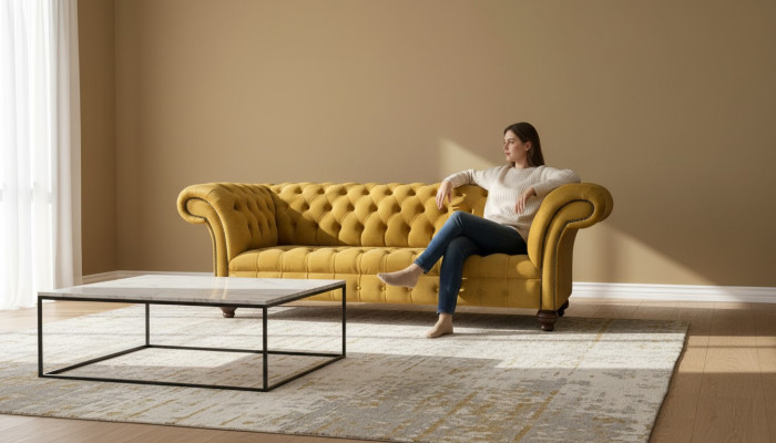 Canapé Chesterfield de luxe 2x 2 places en tissu avec des canapés modernes nouvel ensemble