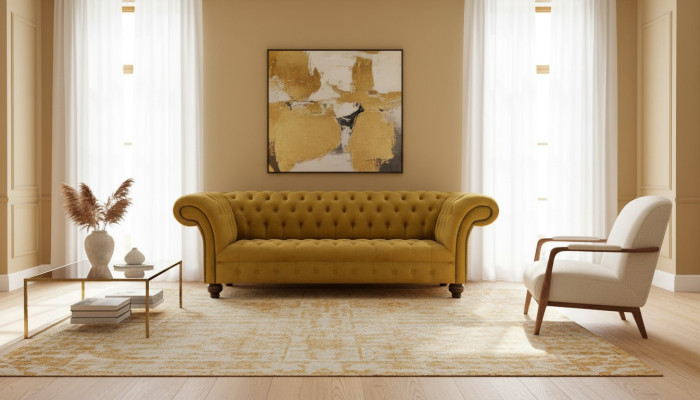 Canapé Chesterfield de luxe 2x 2 places en tissu avec des canapés modernes nouvel ensemble