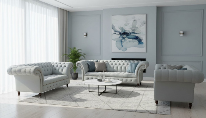 Design de mobilier Canapés Ensemble de canapés 3+2+2 places Tissu d'ameublement Moderne