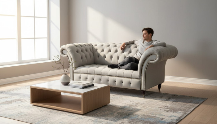 Canapé Chesterfield 2 places Canapé Rembourrage Canapés Design Canapés de Luxe Gris