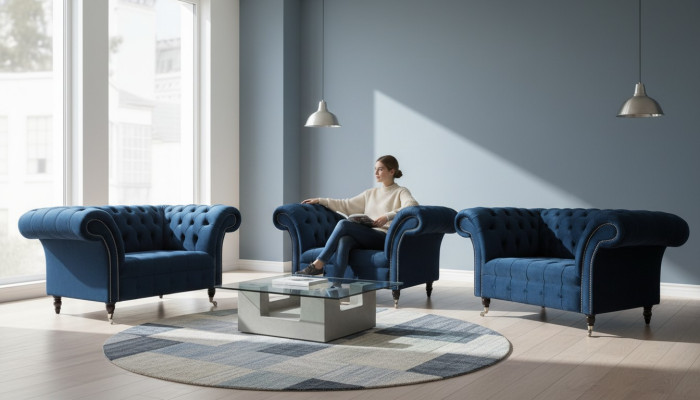 Fauteuil Chesterfield Ensemble de meubles 2x Fauteuils de luxe à un siège Canapés 2 pièces.