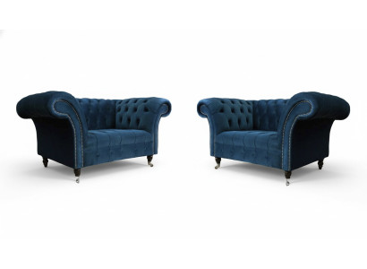 Fauteuil Chesterfield Ensemble de meubles 2x Fauteuils de luxe à un siège Canapés 2 pièces.