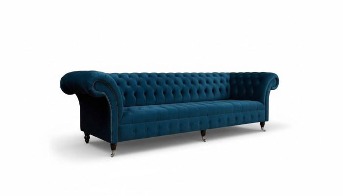 Conception Canapé Luxe Chesterfield 4 places Canapé Rembourrage Canapés Meubles Bleu
