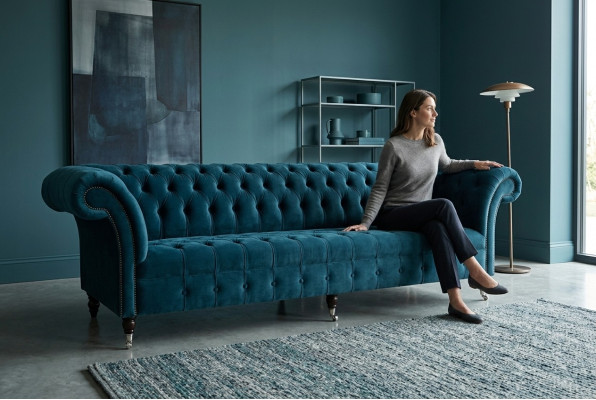 Canapé design 3 places Chesterfield Canapés Tissu à trois places Textile