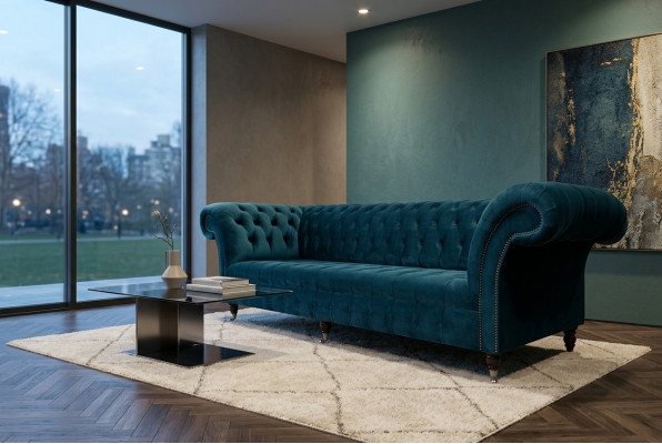 Canapé design 3 places Chesterfield Canapés Tissu à trois places Textile