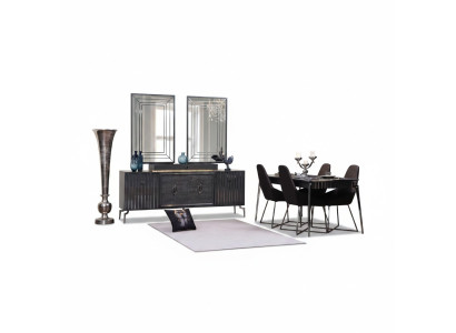 Ensemble de salle à manger de luxe Table à manger + 6 chaises Ensemble de designer Suite de salle à manger