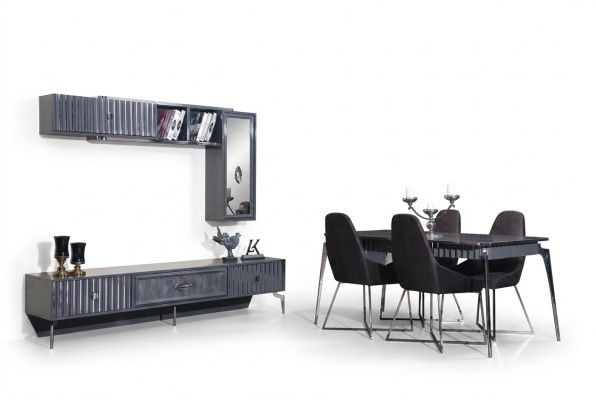 Table à manger 6x Groupe de chaises Table Mobilier 8pcs. Ensemble salle à manger