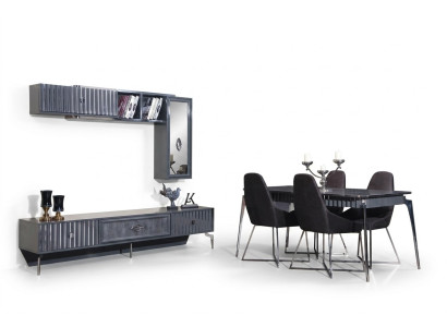 Table à manger 6x Groupe de chaises Table Mobilier 8pcs. Ensemble salle à manger