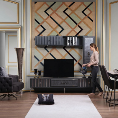Unité murale de luxe Buffet de salon Buffet de télévision Étagère Murs Armoire