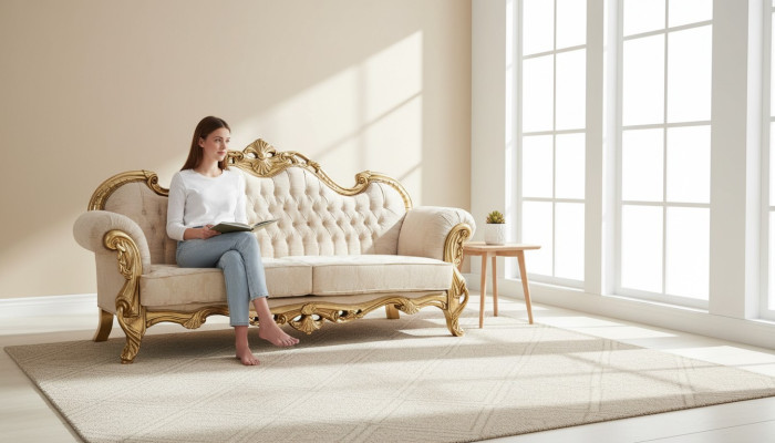 Canapé 3 places en tissu Canapés 3 places de luxe Salon Chesterfield Baroque