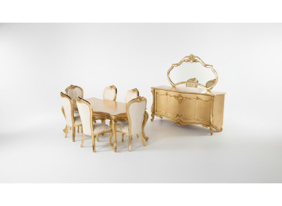 Salle à manger Ensemble Table 6x Chaises Buffet Miroir Ensemble à manger 9pcs