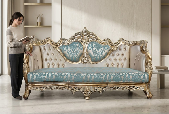 Canapé 3 places Canapé designer Luxueux Revêtement Canapés Canapés Tissu Textile neuf