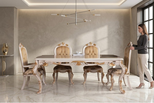 Ensemble de table à manger Groupe Salle à manger Table Chaise Ensemble 4x Chaise Bois 5 pièces