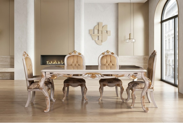 Ensemble de table à manger Groupe Salle à manger Table Chaise Ensemble 4x Chaise Bois 5 pièces