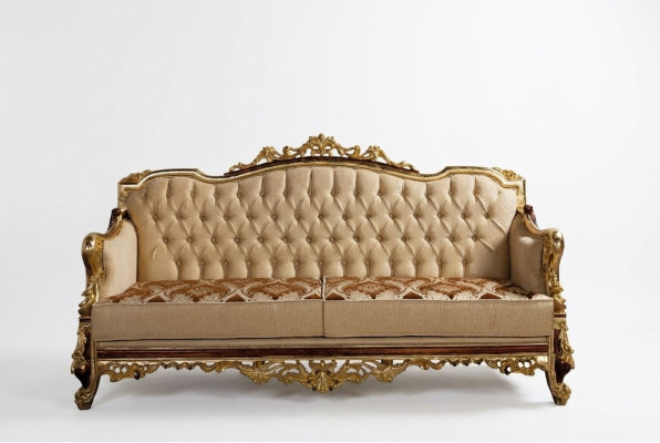 Canapé Chesterfield Baroque Trois places Canapé Tissu Or