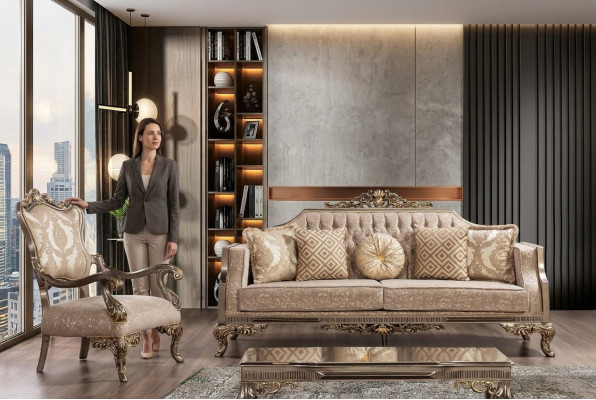 Le canapé Chesterfield avec table basse Ensemble de canapés Mobilier rembourré 5 pièces.