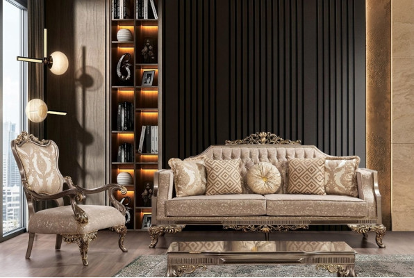 Le canapé Chesterfield avec table basse Ensemble de canapés Mobilier rembourré 5 pièces.