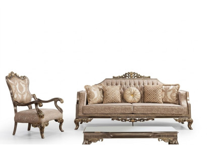 Le canapé Chesterfield avec table basse Ensemble de canapés Mobilier rembourré 5 pièces.