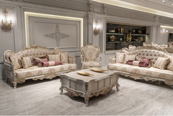Ensemble de canapés style baroque rococo Mobilier de salon Ensemble de sièges 4 pièces Nouveau