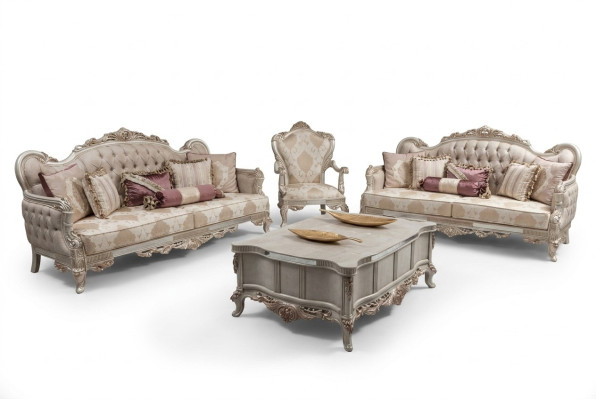 Ensemble de canapés style baroque rococo Mobilier de salon Ensemble de sièges 4 pièces Nouveau