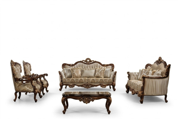 Chesterfield ensemble de canapé ensemble de canapé avec table basse tissu de canapé 5 pièces.