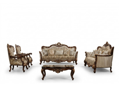 Chesterfield ensemble de canapé ensemble de canapé avec table basse tissu de canapé 5 pièces.