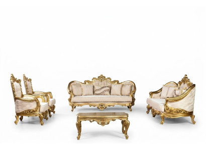 Ensemble de canapés en or Ensemble de canapé 5 pièces avec table basse Chesterfield Baroque