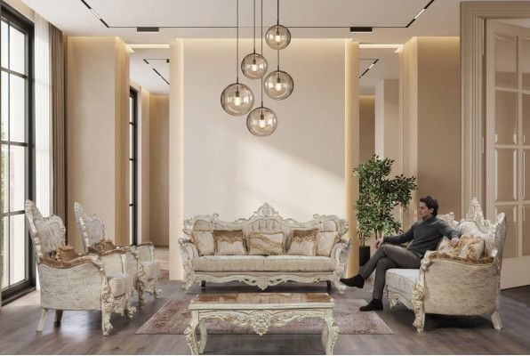 Ensemble de canapé Ensemble de canapé Style baroque rococo 4 pièces. avec mobilier de table basse