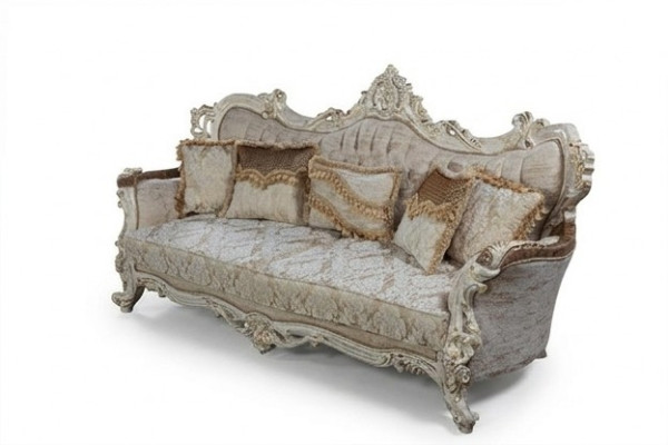 Chesterfield Baroque canapé trois places Canapés Tissu Or Sofa