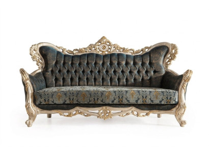 Canapé Chesterfield trois places en tissu Baroque - Or