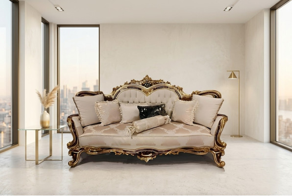 Chesterfield Baroque Trois places Canapé Meubles Canapé Tissu Beige