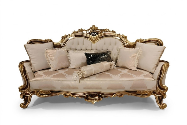 Chesterfield Baroque Trois places Canapé Meubles Canapé Tissu Beige