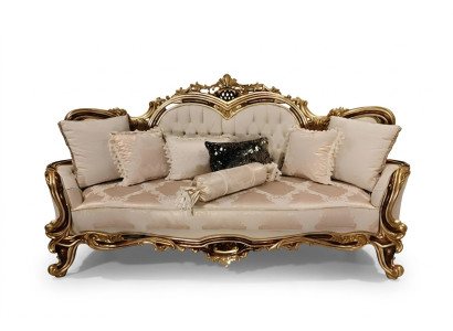 Chesterfield Baroque Trois places Canapé Meubles Canapé Tissu Beige