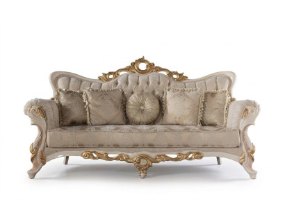 Chesterfield Baroque Canapé Mobilier Canapé en Tissu Or Trois Places