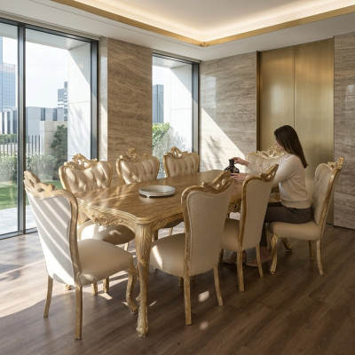 Salle à manger ensemble table avec 8x fauteuils ensemble de sièges canapés en tissu assortis