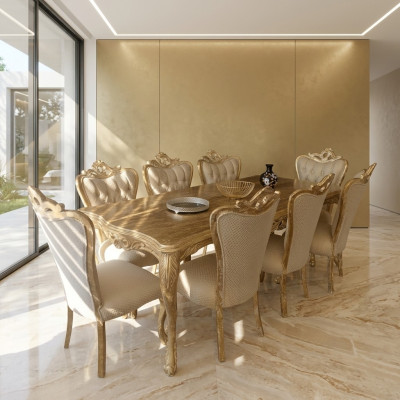 Salle à manger ensemble table avec 8x fauteuils ensemble de sièges canapés en tissu assortis