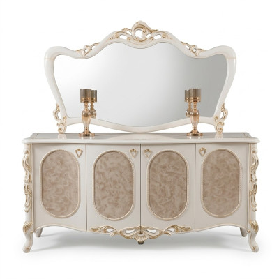 Meuble de luxe Buffet de salon avec miroir Design Console Buffet en bois