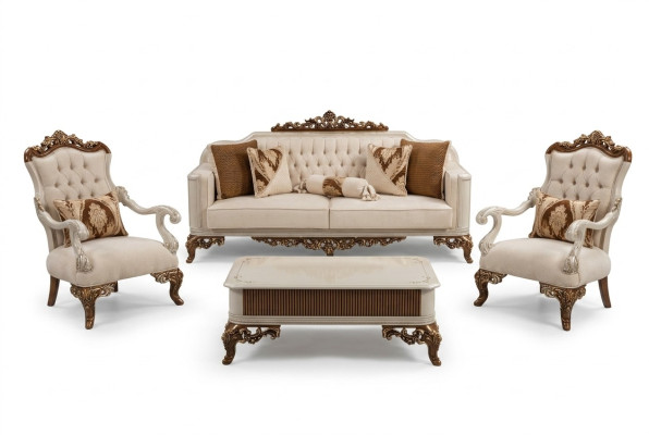 Ensemble de canapé classique 4 pièces. Ensemble 311 Siège + Table basse Canapé Baroque Rococo