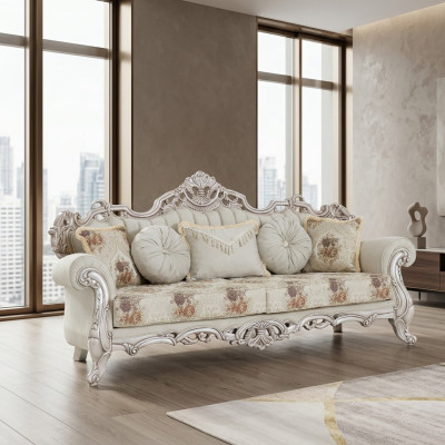 Canapé trois places de luxe en velours rembourré de style baroque rococo